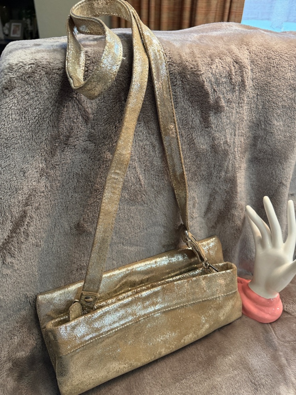 Shimmering Metallic Gold Shoulder Bag for Women